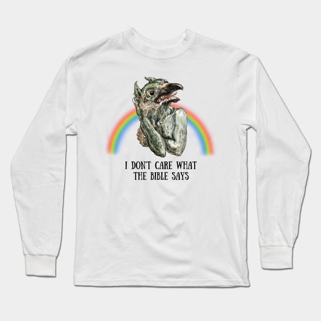 I don't care what the bible says Long Sleeve T-Shirt by little-axii